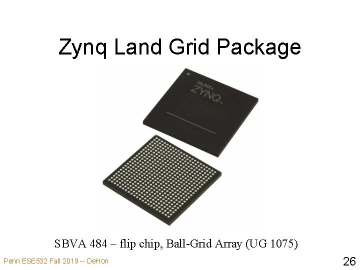 Zynq Land Grid Package SBVA 484 – flip chip, Ball-Grid Array (UG 1075) Penn