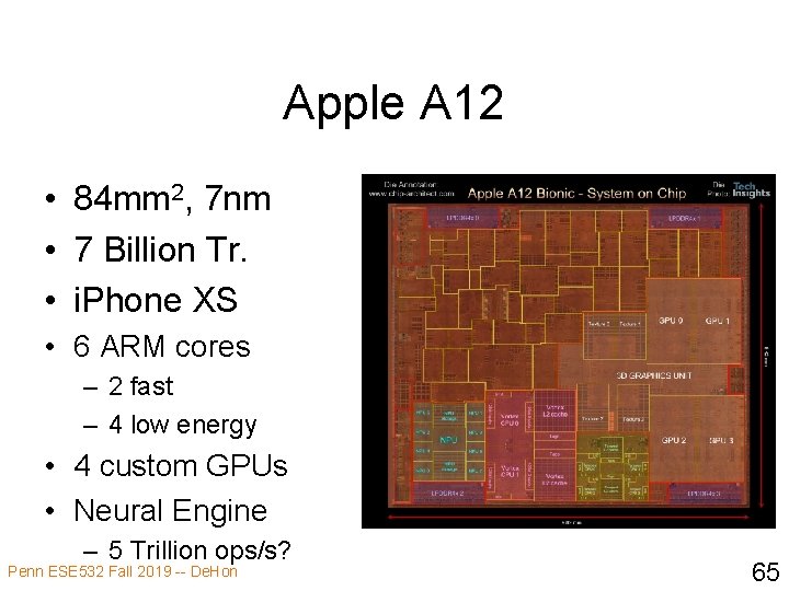 Apple A 12 • 84 mm 2, 7 nm • 7 Billion Tr. •