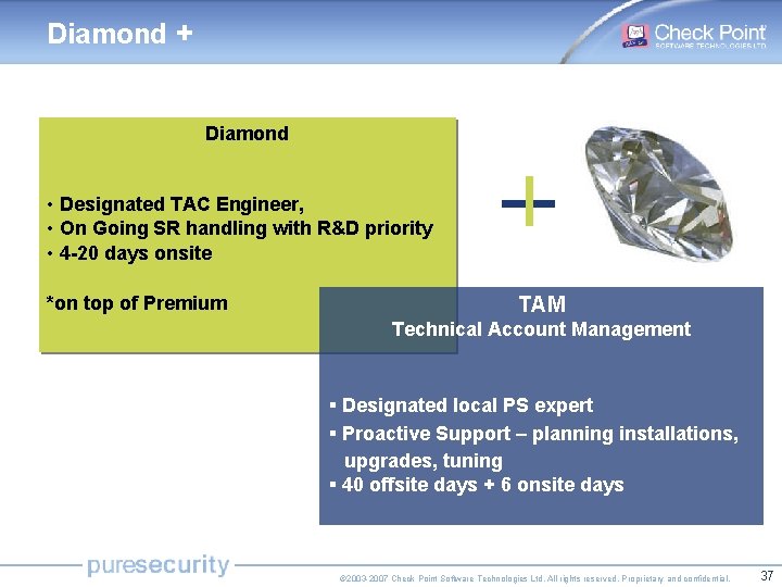 Diamond + Diamond • Designated TAC Engineer, • On Going SR handling with R&D