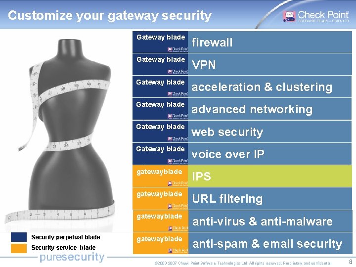 Customize your gateway security Security perpetual blade Security service blade Gateway blade firewall Gateway