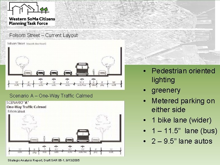 Policy Recommendations Folsom Street – Current Layout Scenario A – One-Way Traffic Calmed Strategic