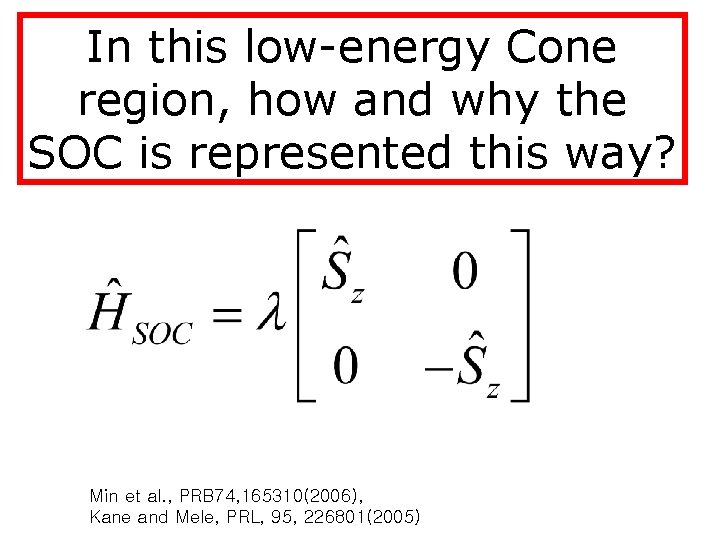 In this low-energy Cone region, how and why the SOC is represented this way?