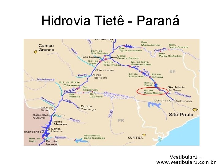 Hidrovia Tietê - Paraná Vestibular 1 – www. vestibular 1. com. br 