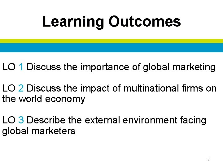 Learning Outcomes LO 1 Discuss the importance of global marketing LO 2 Discuss the