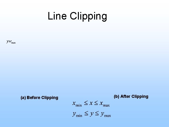 Line Clipping (a) Before Clipping (b) After Clipping 