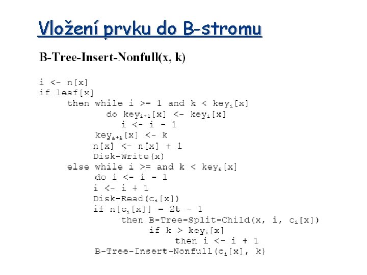 Vložení prvku do B-stromu 