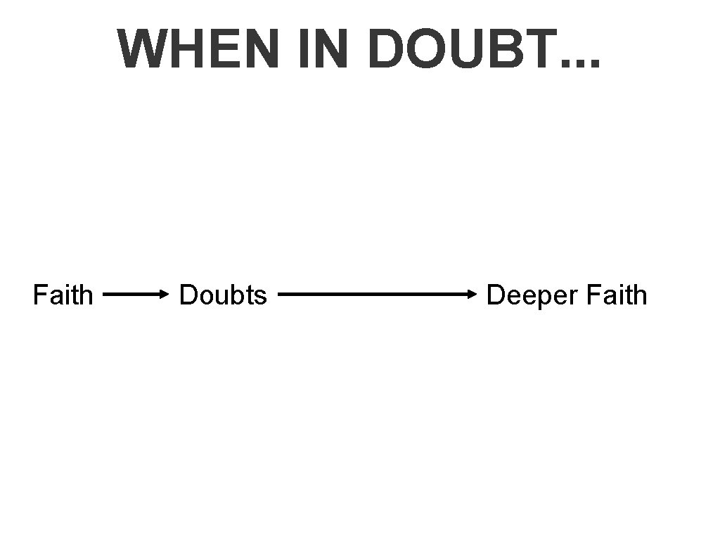 WHEN IN DOUBT. . . Faith Doubts Deeper Faith 