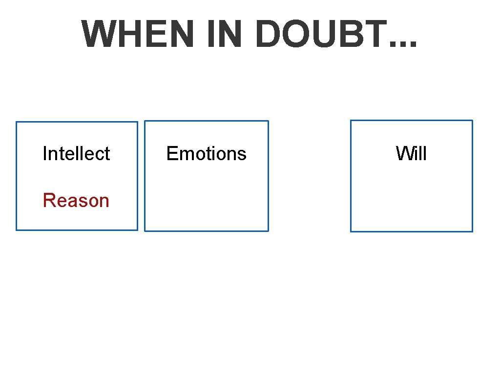 WHEN IN DOUBT. . . Intellect Reason Emotions Will 