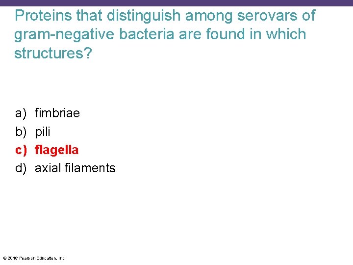 Proteins that distinguish among serovars of gram-negative bacteria are found in which structures? a)