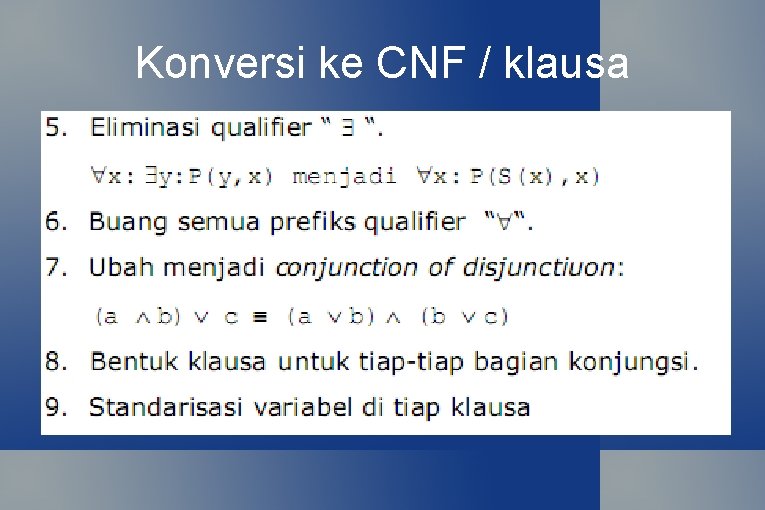 Konversi ke CNF / klausa 