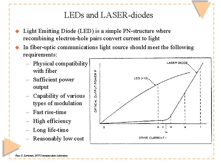 LEDs and LASER-diodes u u Light Emitting Diode (LED) is a simple PN-structure where