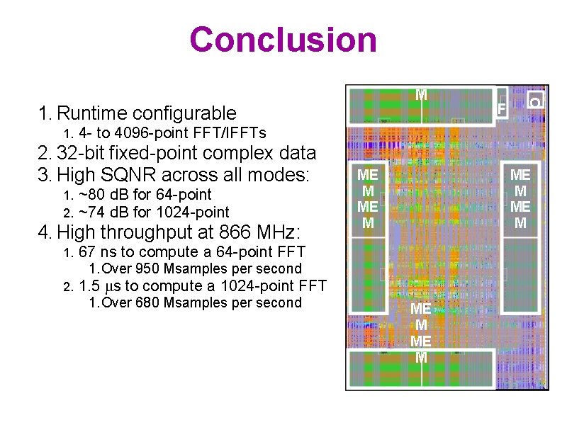 Conclusion 1. Runtime configurable 1. ~80 d. B for 64 -point ~74 d. B