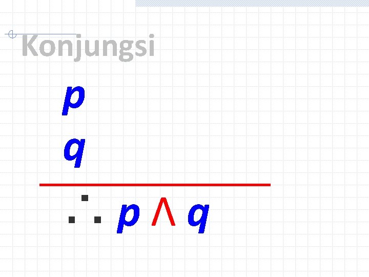 Konjungsi p q ∴pΛq 