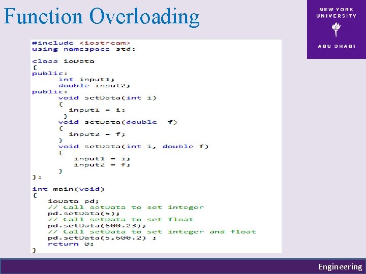 Function Overloading Engineering Function Overloading Engineering