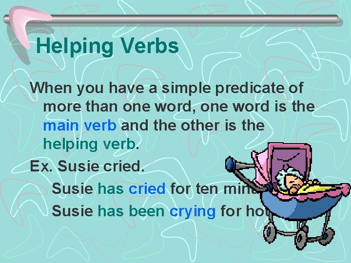 Helping Verbs When you have a simple predicate of more than one word, one