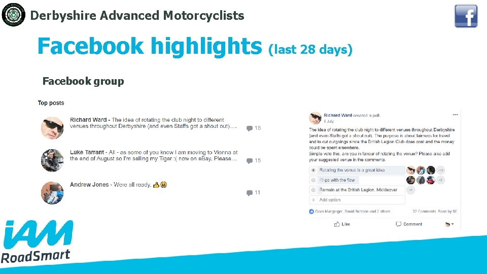 Derbyshire Advanced Motorcyclists Facebook highlights Facebook group (last 28 days) 