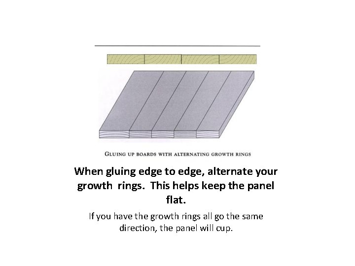 When gluing edge to edge, alternate your growth rings. This helps keep the panel