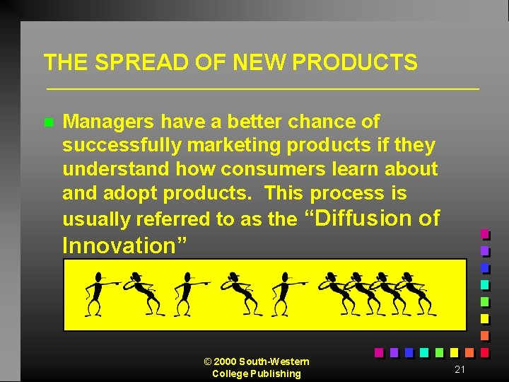 THE SPREAD OF NEW PRODUCTS n Managers have a better chance of successfully marketing