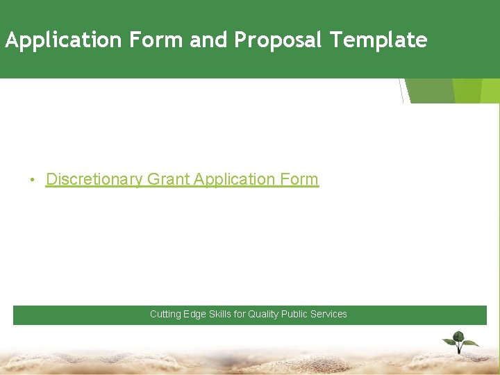 Application Form and Proposal Template • Discretionary Grant Application Form Cutting Edge Skills for