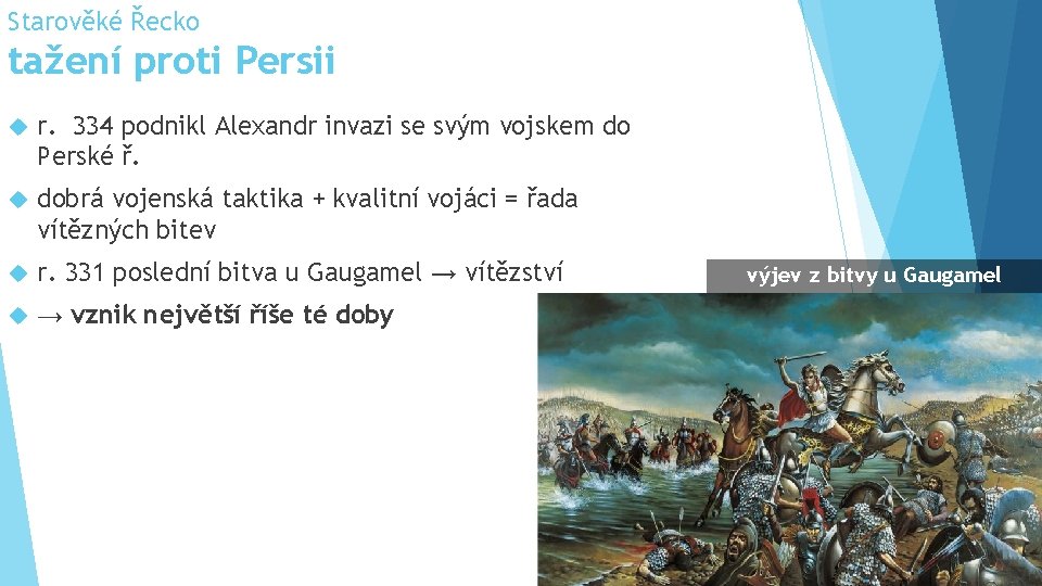 Starověké Řecko tažení proti Persii r. 334 podnikl Alexandr invazi se svým vojskem do