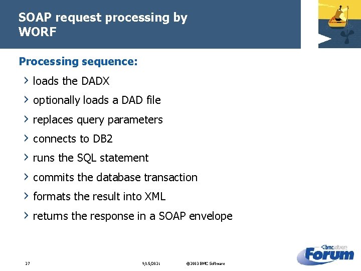 SOAP request processing by WORF Processing sequence: › › › › 27 loads the