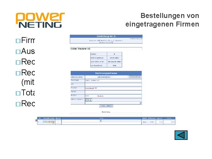 Bestellungen von eingetragenen Firmen � Firma suchen � Aus Firmenliste Bestellung eröffnen � Rechnungsadresse