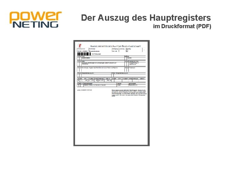 Der Auszug des Hauptregisters im Druckformat (PDF) 