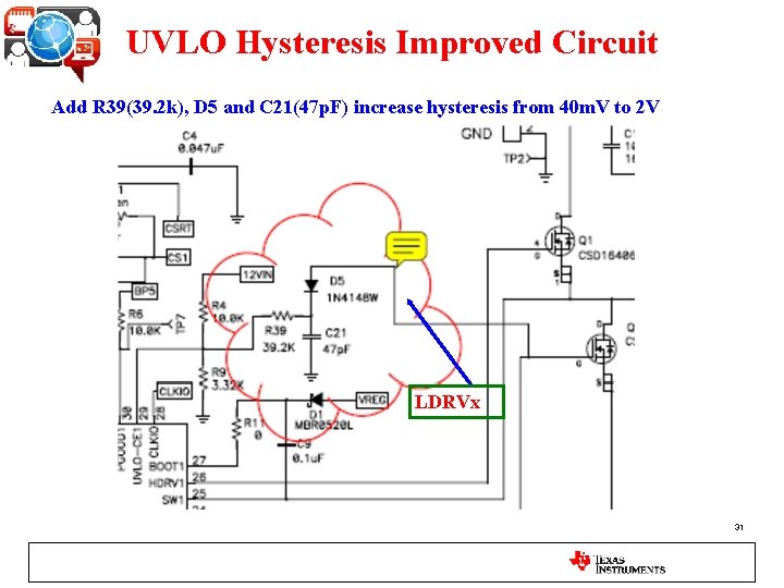 UVLO Hysteresis Improved Circuit Add R 39(39. 2 k), D 5 and C 21(47