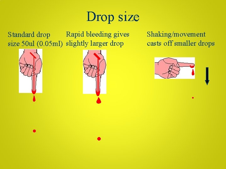 Drop size Rapid bleeding gives Standard drop size 50 ul (0. 05 ml) slightly