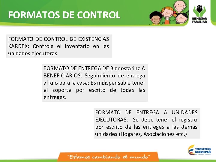 FORMATOS DE CONTROL FORMATO DE CONTROL DE EXISTENCIAS KARDEX: Controla el inventario en las