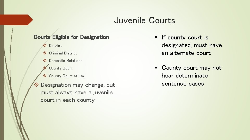 Juvenile Courts Eligible for Designation District Criminal District § If county court is designated,