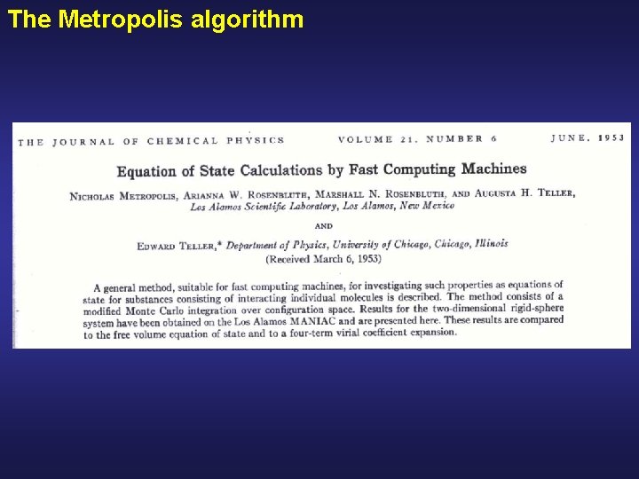 The Metropolis algorithm 