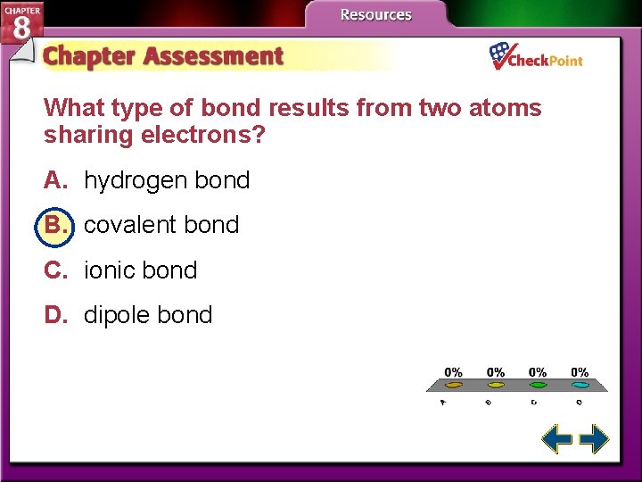 What type of bond results from two atoms sharing electrons? A. hydrogen bond B.