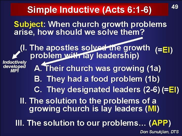 Simple Inductive (Acts 6: 1 -6) 49 Subject: When church growth problems arise, how