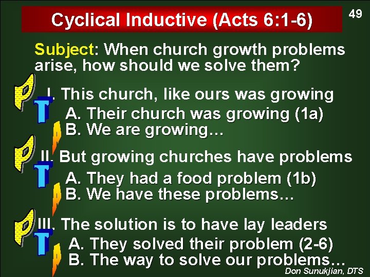 Cyclical Inductive (Acts 6: 1 -6) 49 Subject: When church growth problems arise, how