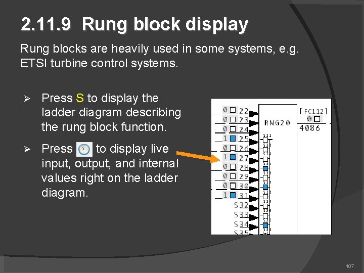 2. 11. 9 Rung block display Rung blocks are heavily used in some systems,