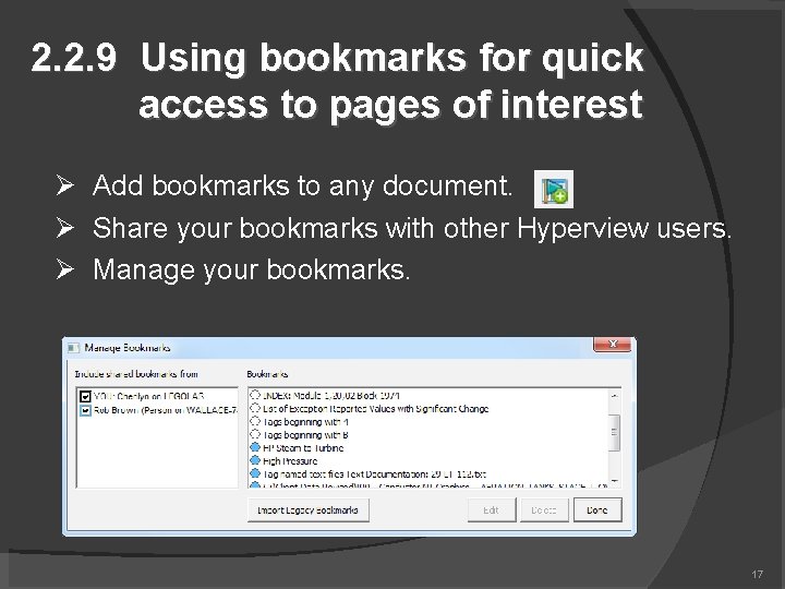 2. 2. 9 Using bookmarks for quick access to pages of interest Add bookmarks