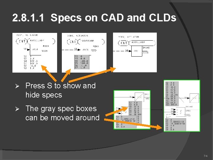 2. 8. 1. 1 Specs on CAD and CLDs Press S to show and