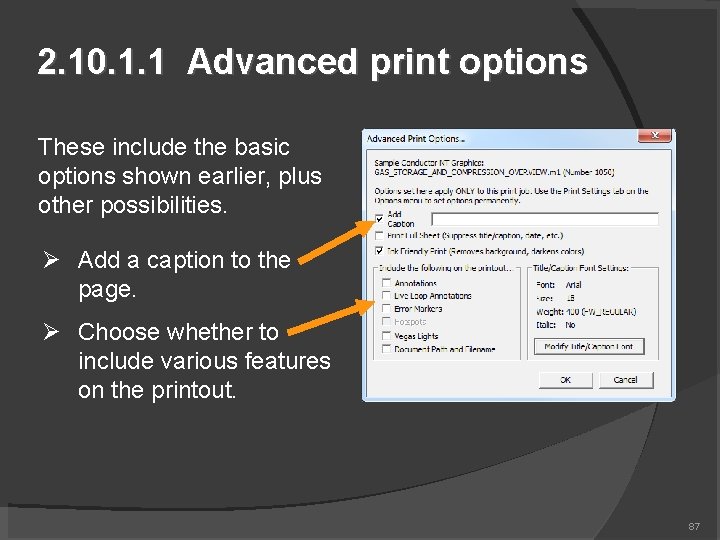 2. 10. 1. 1 Advanced print options These include the basic options shown earlier,