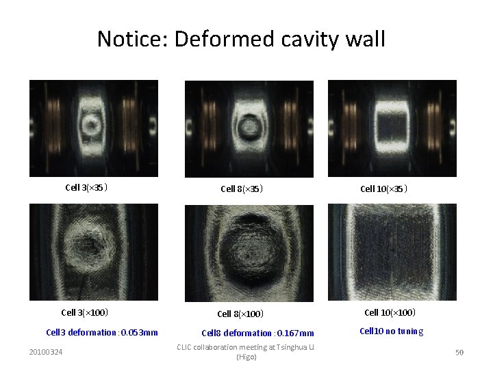 Notice: Deformed cavity wall Cell 3(× 35） Cell 8(× 35） Cell 3(× 100） Cell