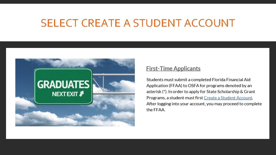 SELECT CREATE A STUDENT ACCOUNT 