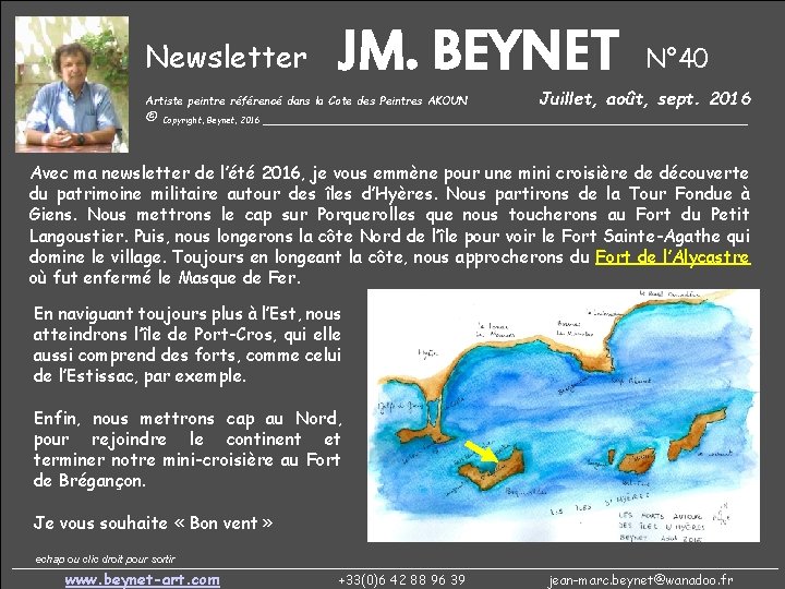 Newsletter JM. BEYNET Artiste peintre référencé dans la Cote des Peintres AKOUN N° 40