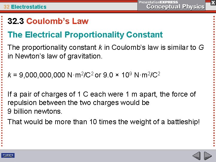 32 Electrostatics 32. 3 Coulomb’s Law The Electrical Proportionality Constant The proportionality constant k
