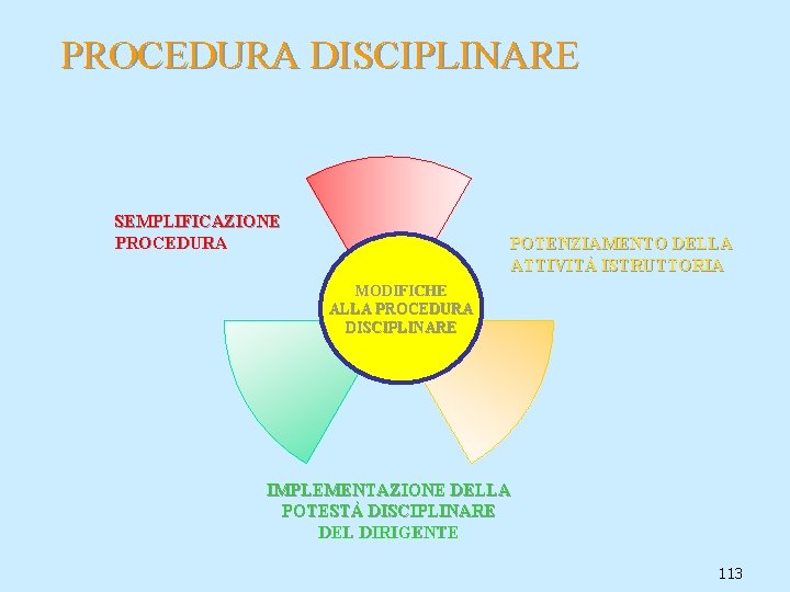 PROCEDURA DISCIPLINARE SEMPLIFICAZIONE PROCEDURA POTENZIAMENTO DELLA ATTIVITÀ ISTRUTTORIA MODIFICHE ALLA PROCEDURA DISCIPLINARE IMPLEMENTAZIONE DELLA