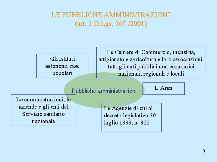 LE PUBBLICHE AMMINISTRAZIONI (art. 1 D. Lgs. 165 /2001) Gli Istituti autonomi case popolari