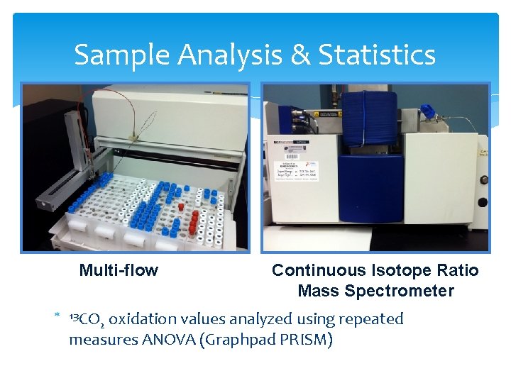 Sample Analysis & Statistics Multi-flow 13 CO Continuous Isotope Ratio Mass Spectrometer oxidation values