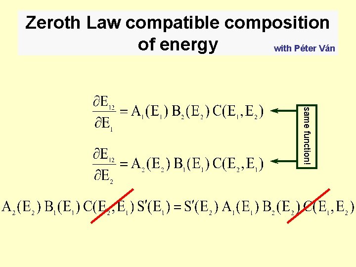 Zeroth Law compatible composition of energy with Péter Ván same function! 