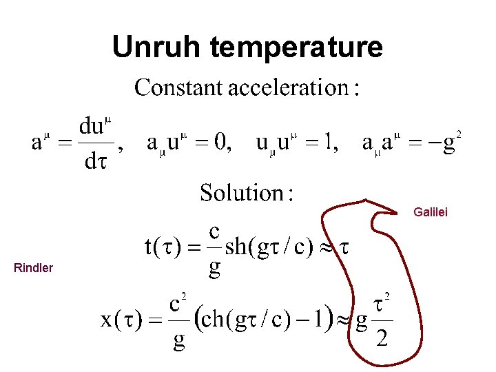 Unruh temperature Galilei Rindler 