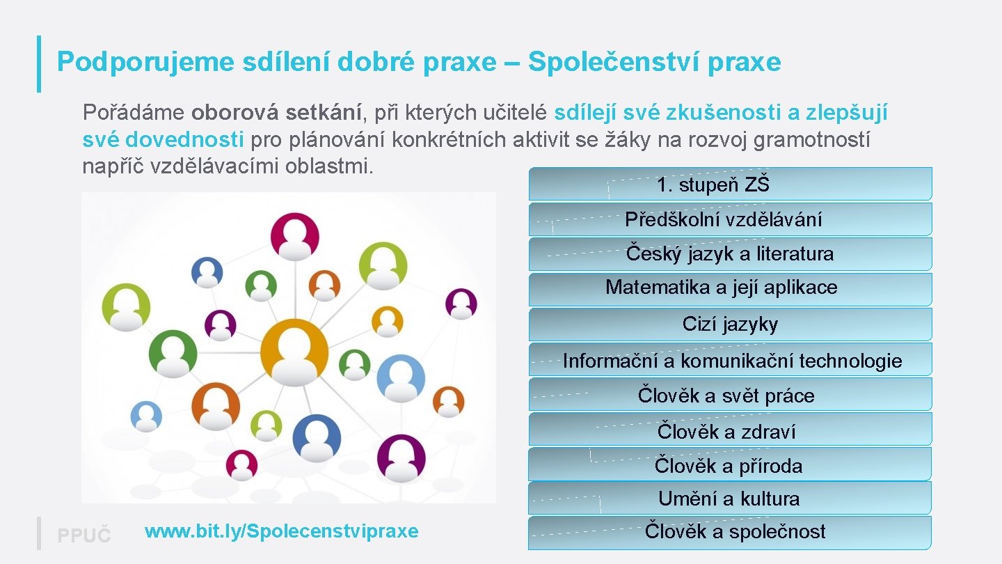 Podporujeme sdílení dobré praxe – Společenství praxe Pořádáme oborová setkání, při kterých učitelé sdílejí