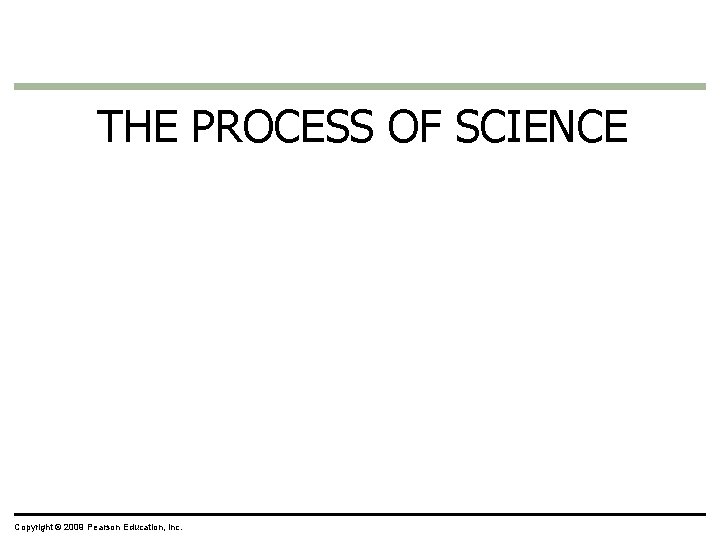 THE PROCESS OF SCIENCE Copyright © 2009 Pearson Education, Inc. 